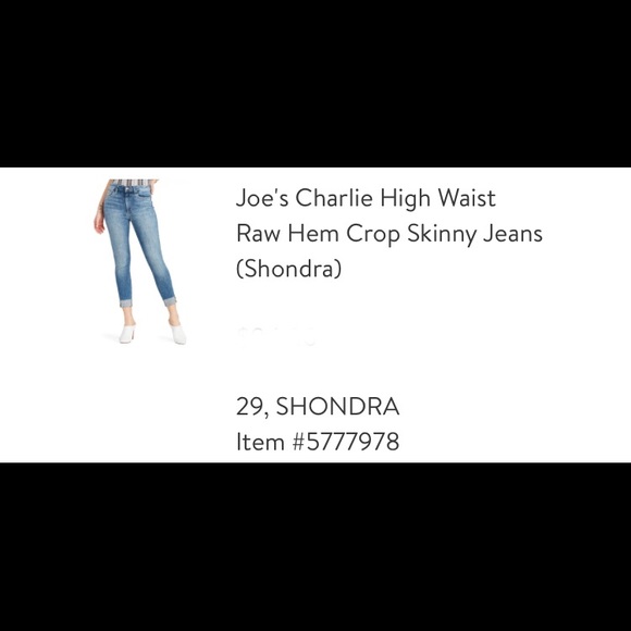 Joe’s Charlie High Waist Raw Hem Crop Skinny Jeans Shondra 29 - Picture 3 of 8